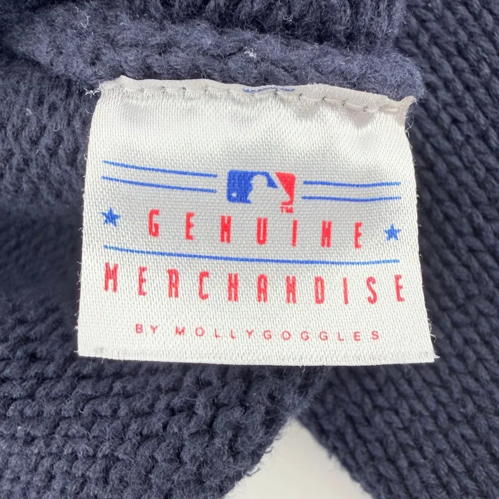 Molly Goggles New York Yankees Handknit Cotton Sweater Navy Blue Women Size 10
